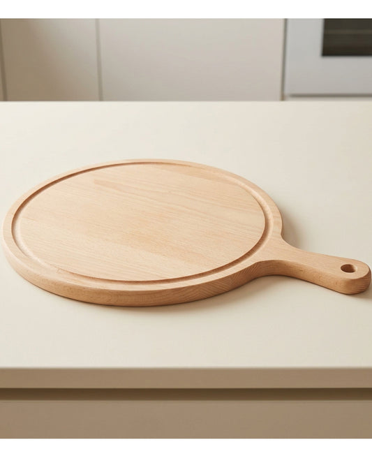 Rawer Round Beech Paddle Cutting Board 38 cm - Lifestyle view