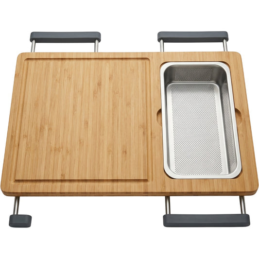 Rawer Bamboo Over-Sink Cutting Board with Steel Colander 52 cm - Product view