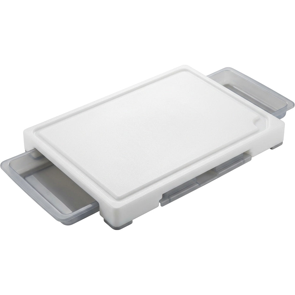 Rawer HDPE Cutting Board with 2 Slide-Out Sorting Trays 45 cm White - Product view
