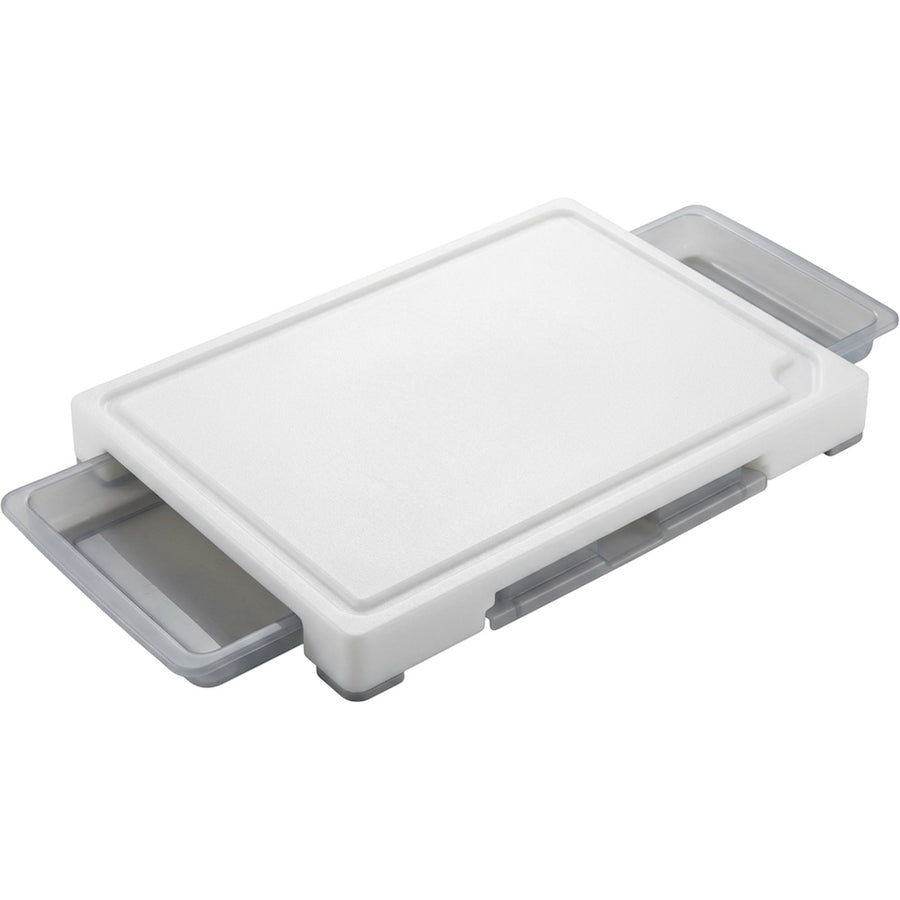 Rawer HDPE Cutting Board with 2 Slide-Out Sorting Trays 45 cm White